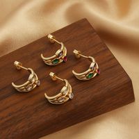 1 Pair Luxurious Simple Style Geometric Plating Inlay Copper Zircon 18K Gold Plated Ear Studs main image 7