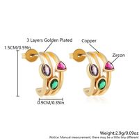 1 Pair Luxurious Simple Style Geometric Plating Inlay Copper Zircon 18K Gold Plated Ear Studs main image 2