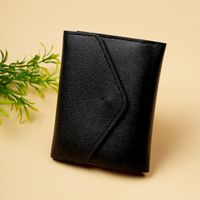 Women's Solid Color Pu Leather Buckle Card Holders sku image 2