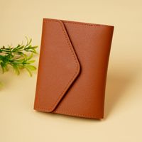 Women's Solid Color Pu Leather Buckle Card Holders sku image 6