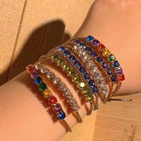 304 Stainless Steel 16K Gold Plated White Gold Plated Gold Plated Casual Plating Inlay Color Block Zircon Bracelets main image 2