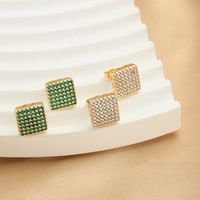1 Pair Simple Style Commute Hexagon Square Plating Inlay Copper Zircon 18K Gold Plated Ear Studs main image 5