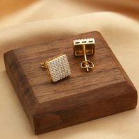 1 Pair Simple Style Commute Hexagon Square Plating Inlay Copper Zircon 18K Gold Plated Ear Studs main image 7