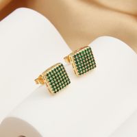 1 Pair Simple Style Commute Hexagon Square Plating Inlay Copper Zircon 18K Gold Plated Ear Studs sku image 3