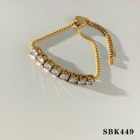 304 Stainless Steel 16K Gold Plated White Gold Plated Gold Plated Casual Plating Inlay Color Block Zircon Bracelets sku image 1