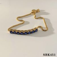 304 Stainless Steel 16K Gold Plated White Gold Plated Gold Plated Casual Plating Inlay Color Block Zircon Bracelets sku image 3