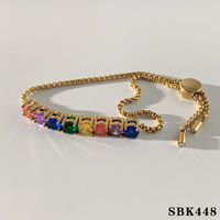 304 Stainless Steel 16K Gold Plated White Gold Plated Gold Plated Casual Plating Inlay Color Block Zircon Bracelets sku image 5