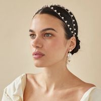 Women's Elegant Luxurious Pearl Solid Color Imitation Pearl Criss Cross Layered Inlay Pearl Hair Band main image 3