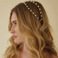 Women's Elegant Luxurious Pearl Solid Color Imitation Pearl Criss Cross Layered Inlay Pearl Hair Band main image 4