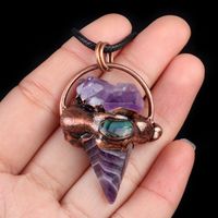 Natural Stone Rope Antique Bronze Retro Inlay Conical Abalone Shell Pendant Necklace sku image 1
