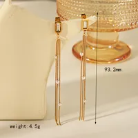 1 Pair IG Style Vintage Style Simple Style Round Tassel Solid Color Pearl Plating 304 Stainless Steel 18K Gold Plated Drop Earrings main image 2