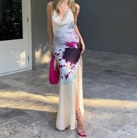 Women's Sheath Dress Sexy Halter Neck Sleeveless Tie Dye Maxi Long Dress Daily Beach main image 8