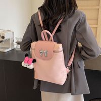 Women's Medium Pu Leather Solid Color Classic Style Streetwear Sewing Thread Square Zipper Fashion Backpack main image 4
