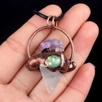 Natural Stone Rope Antique Bronze Retro Inlay Conical Abalone Shell Pendant Necklace sku image 5