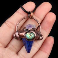 Natural Stone Rope Antique Bronze Retro Inlay Conical Abalone Shell Pendant Necklace sku image 7