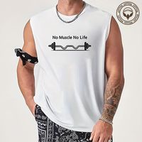 Men's Geometric Letter Simple Style Round Neck Sleeveless Regular Fit Men's Tops main image 1