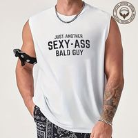 Men's Letter Simple Style Round Neck Sleeveless Regular Fit Men's Tops main image 5