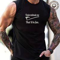 Men's Letter Simple Style Round Neck Sleeveless Regular Fit Men's Tops main image 6