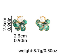 1 Pair Modern Style Classic Style Korean Style Flower Enamel Inlay Copper Pearl Gold Plated Ear Studs main image 2