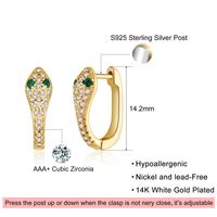 1 Pair Elegant U Shape Snake Inlay Copper Zircon Hoop Earrings main image 2