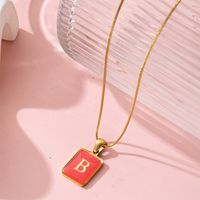 304 Stainless Steel Basic Modern Style Classic Style Enamel Geometric Letter Pendant Necklace main image 5