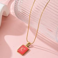 304 Stainless Steel Basic Modern Style Classic Style Enamel Geometric Letter Pendant Necklace main image 6