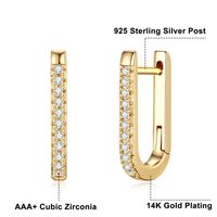 1 Pair Elegant U Shape Snake Inlay Copper Zircon Hoop Earrings main image 3