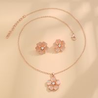 Copper Lady Sweet Plating Inlay Flower Resin Jewelry Set main image 6