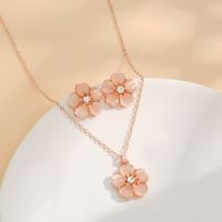 Copper Lady Sweet Plating Inlay Flower Resin Jewelry Set main image 1