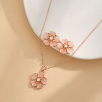 Copper Lady Sweet Plating Inlay Flower Resin Jewelry Set main image 4