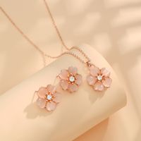 Copper Lady Sweet Plating Inlay Flower Resin Jewelry Set main image 5