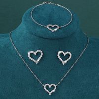 Copper Basic Modern Style Classic Style Plating Inlay Geometric Heart Shape Rhinestones Jewelry Set main image 6
