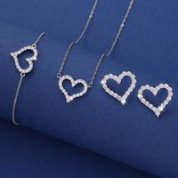 Copper Basic Modern Style Classic Style Plating Inlay Geometric Heart Shape Rhinestones Jewelry Set main image 5