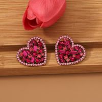 1 Pair Elegant Lady Heart Shape Inlay Zinc Alloy Rhinestones Ear Studs main image 1