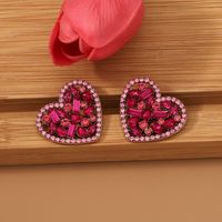 1 Paire Élégant Dame Forme De Cœur Incruster Alliage De Zinc Strass Boucles D'Oreilles sku image 1