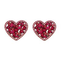 1 Pair Elegant Lady Heart Shape Inlay Zinc Alloy Rhinestones Ear Studs main image 3