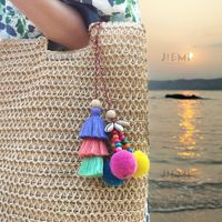 Cute Bohemian Sweet Color Block Cotton Bag Pendant main image 1