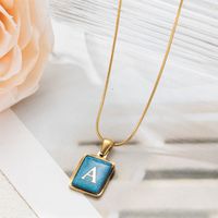 304 Stainless Steel Basic Classic Style Commute Enamel Geometric Letter Pendant Necklace main image 5