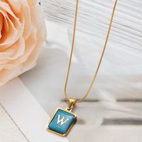 304 Stainless Steel Basic Classic Style Commute Enamel Geometric Letter Pendant Necklace sku image 15