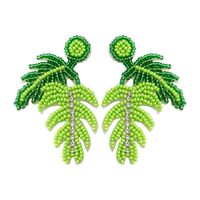 1 Pair Vacation Bohemian Modern Style Leaf Seed Bead Drop Earrings main image 3