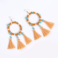 1 Pair Ethnic Style Bohemian Classic Style Geometric Alloy Wooden Beads Turquoise Drop Earrings main image 6