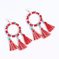 1 Pair Ethnic Style Bohemian Classic Style Geometric Alloy Wooden Beads Turquoise Drop Earrings main image 5