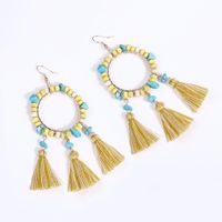 1 Pair Ethnic Style Bohemian Classic Style Geometric Alloy Wooden Beads Turquoise Drop Earrings main image 4