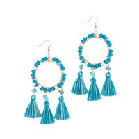 1 Pair Ethnic Style Bohemian Classic Style Geometric Alloy Wooden Beads Turquoise Drop Earrings main image 3