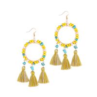 1 Pair Ethnic Style Bohemian Classic Style Geometric Alloy Wooden Beads Turquoise Drop Earrings sku image 2