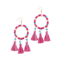 1 Pair Ethnic Style Bohemian Classic Style Geometric Alloy Wooden Beads Turquoise Drop Earrings sku image 5