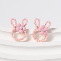 1 Pair Cartoon Style Cute Rabbit Flower Plating Inlay Zinc Alloy Imitation Pearl Ear Studs sku image 2