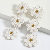 1 Pair Retro Classic Style Flower Alloy Seed Bead Drop Earrings main image 5