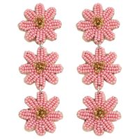 1 Pair Retro Classic Style Flower Alloy Seed Bead Drop Earrings main image 4