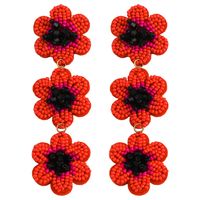 1 Pair Retro Classic Style Flower Alloy Seed Bead Drop Earrings sku image 1